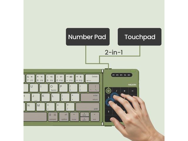 Nillkin Pocket Foldable Wireless Keyboard with Touchpad Numerical Pad for Travel Meeting for iPad Tablets Phone Laptop PC, Full Size (Small)...