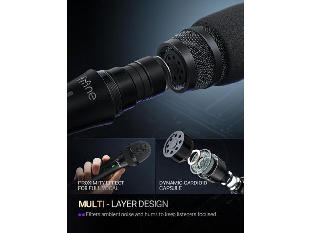 FIFINE USB/XLR Dynamic Microphone for Podcast Recording, Studio Handheld Mic Set with Desktop Stand for Vocal, Voice Over, Streaming,...