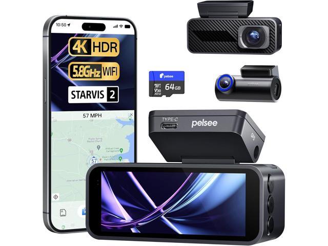 P1 Pro 4K Dash Cam Front and Rear, STARVIS 2 Sensor, 64GB Card, Dual Dash Camera for Cars with Full-Color Night Vision, HDR WDR, ADAS, GPS, WiFi &...