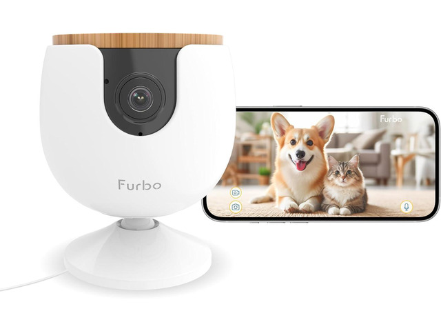 Furbo Mini Pet Camera: Security Cam w/Barking/Meowing Alerts, Cat or Dog Tracking w/Phone App, Smart Home Indoor Monitoring, 2-Way Speaker. No...