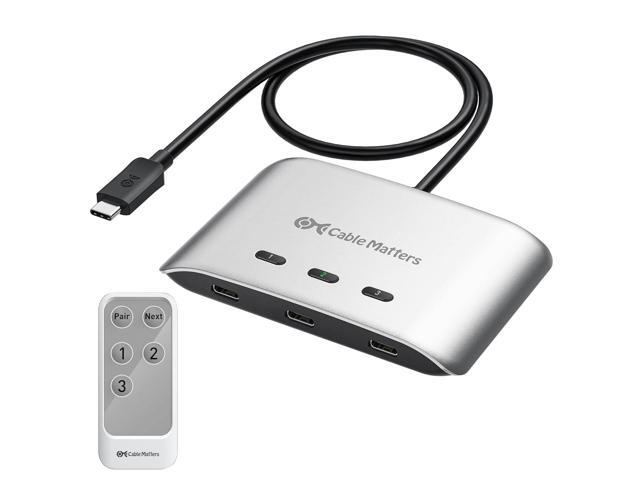 Cable Matters 20Gbps USB C Switch, 3-in-1-Out, Supports Up to 8K@30Hz on Windows, 4K@60Hz on macOS, 140W PD, for Sharing a USB-C/Thunderbolt 4...