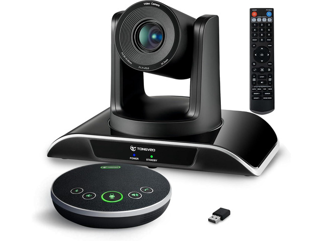 TONGVEO All-in-One Conference Room Video Camera System Al Auto-Tracking HD1080P 60fps 3X Optical Zoom USB3.0 HDMI PTZ Camera and Bluetooth...