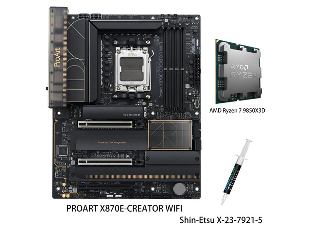 ASUS ProArt X870E-CREATOR WIFI Motherboard & AMD Ryzen 7 9850X3D CPU Combo, AM5 ATX, PCIe 5.0 x16 slots with full support for next-gen GPUs, DDR5,...