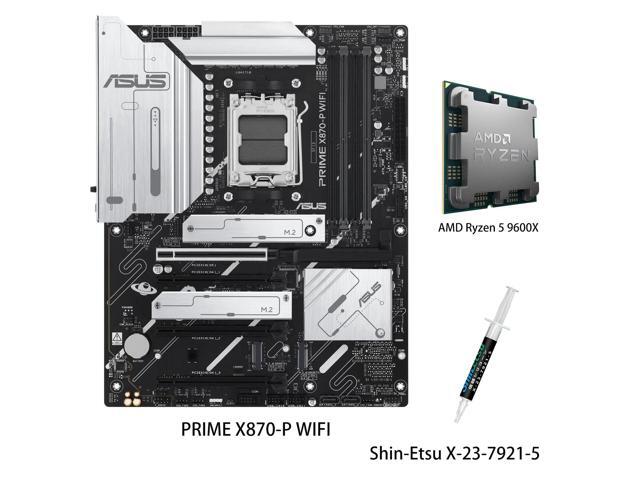 ASUS PRIME X870-P WIFI Motherboard & AMD Ryzen 5 9600X CPU Combo, AMD AM5 X870 ATX with 14+2+1 80A DrMOS power stages, DDR5, PCIe 5.0 , PCIe 5.0.
