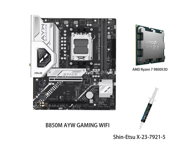 ASUS B850M AYW GAMING WIFI Motherboard & AMD Ryzen 7 9800X3D CPU Combo, AMD B850 micro-ATXmotherboard AM5, DDR5, PCle 5.0Ready, Wi-Fi 6,Realtek...