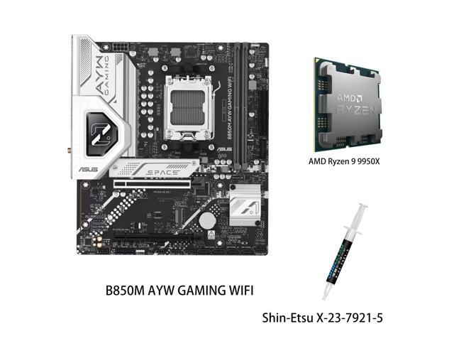 ASUS B850M AYW GAMING WIFI Motherboard & AMD Ryzen 9 9950X CPU Combo, AMD B850 micro-ATXmotherboard AM5, DDR5, PCle 5.0Ready, Wi-Fi 6,Realtek 2.5Gb.