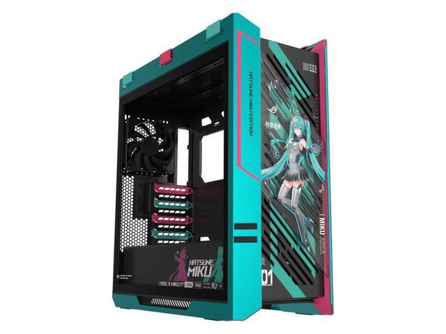 ASUS ROG GX601S Helios Mid-Tower Case, Hatsune Miku Edition, Supports EATX Motherboards, Aluminum Alloy Exoskeleton, Dual Tempered Glass Side.