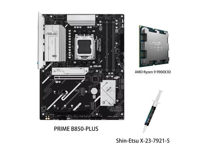 ASUS PRIME B850-PLUS Motherboard & AMD Ryzen 9 9900X3D CPU Combo, AMD B850 ATX motherboard AM5 DDR5, PCle 5.0 Ready, three M.2slots, Realtek 2.5Gb.