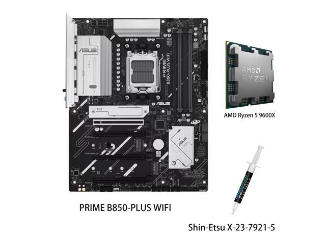 ASUS PRIME B850-PLUS WIFI Motherboard & AMD Ryzen 5 9600X CPU Combo, AMD B850 ATX motherboard AM5 DDR5, PCle 5.0 Ready, three M.2slots, Wi-Fi 6E,.