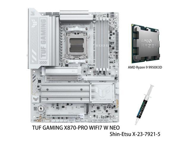 ASUS TUF GAMING X870-PRO WIF17 W NEO ATX Motherboard & AMD Ryzen 9 9950X3D CPU Combo,16+2+1 power, DDR5 with DRAM and AEMP, four M.2 slots, PCle...