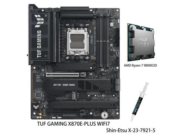 ASUS TUF GAMING X870E-PLUS WIFI7 Motherboard & AMD Ryzen 7 9800X3D CPU Combo, AMD X870E ATX with 16+2+1 80A Power Stages, DDR5 Support with AEMP,...