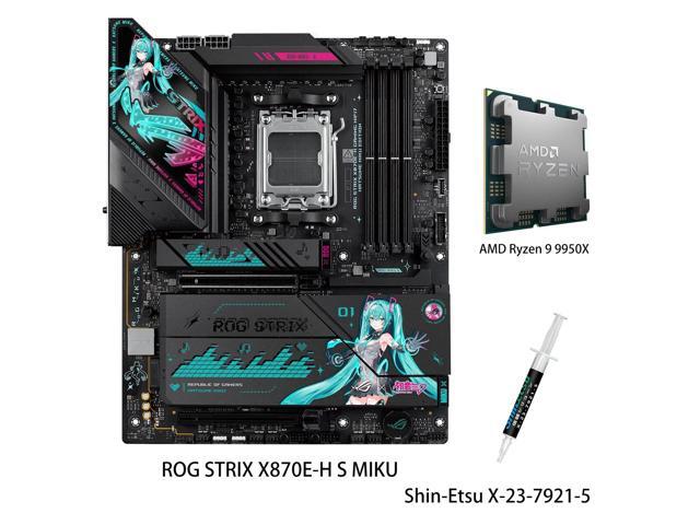 ASUS ROG STRIX X870E-H S MIKU motherboard & AMD Ryzen 9 9950X CPU Combo, GAMING WIFI7 HATSUNE MIKU EDITION, AMD X870E ATX motherboard, Core Flex,...