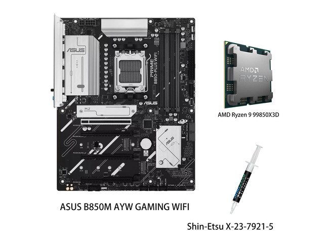 ASUS B850M AYW GAMING WIFI Motherboard & AMD Ryzen 9 9950X3D CPU Combo, AMD B850 micro-ATXmotherboard AM5, DDR5, PCle 5.0Ready, Wi-Fi 6,Realtek...
