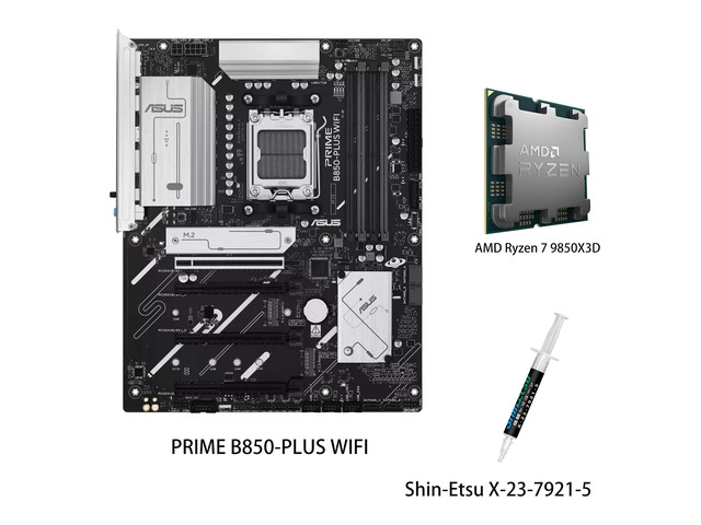 ASUS PRIME B850-PLUS WIFI Motherboard & AMD Ryzen 7 9850X3D CPU Combo, AMD B850 ATX motherboard AM5 DDR5, PCle 5.0 Ready, three M.2slots, Wi-Fi 6E,...