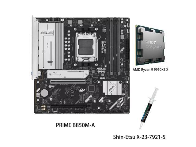 ASUS PRIME B850M-A Motherboard & AMD Ryzen9 9950X3D CPU Combo, AMD B850 (AM5 Socket) micro-ATX,5PCIe 5.0 Ready,three M.2 slots,Realtek 2.5Gb...