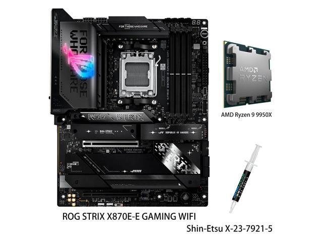 ASUS ROG STRIX X870E-E GAMING WIFI Motherboard & AMD Ryzen 9 9950X CPU Combo, AM5 X870 ATX, 18+2+2 power stages, Dynamic OC Switcher, Core Flex,...