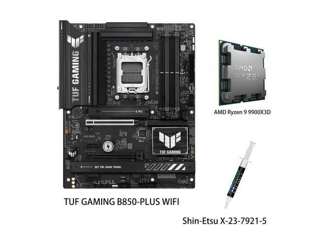 ASUS TUF GAMING B850 PLUS WIFI Motherboard & AMD Ryzen9 9900X3D CPU Combo, AM5 interface for Rui Long 9000/8000/7000, 14+2+1 (80A) power supply,...