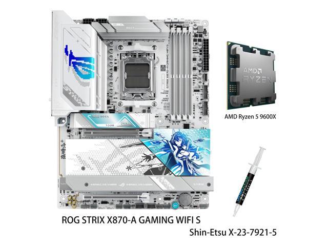 ASUS ROG STRIX X870-A GAMING WIFI S motherboard & AMD Ryzen 5 9600X CPU Combo, AMD AM5 X870 ATX motherboard 16+2+2 power stages, DDR5 AEMP, WiFi 7,...