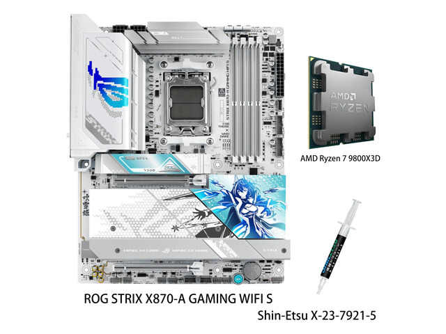 ASUS ROG STRIX X870-A GAMING WIFI S motherboard & AMD Ryzen 7 9800X3D CPU Combo, AMD AM5 X870 ATX motherboard 16+2+2 power stages, DDR5 AEMP, WiFi...