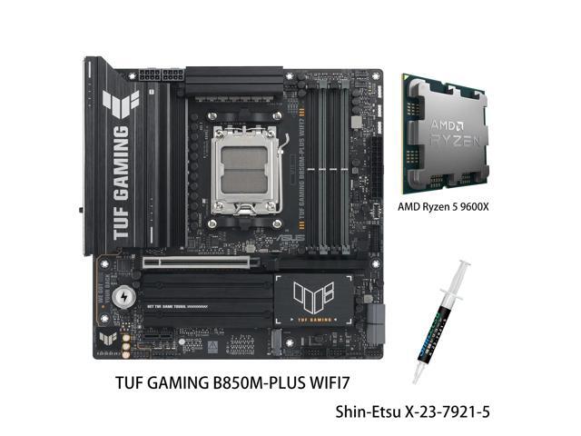 ASUS TUF GAMING B850M-PLUS WIFI7 Motherboard & AMD Ryzen 5 9600X CPU Combo, 14+2+1 80A DrMOS, DDR5, PCIe 5.0, three M.2 slots, WiFi 7, 2.5GbE, rear...