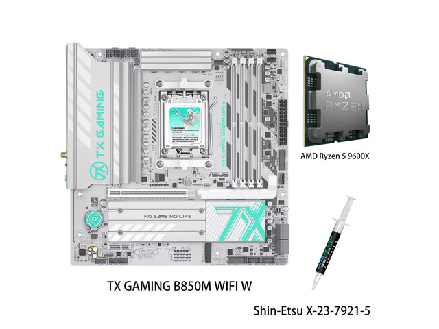 ASUS TX GAMING B850M WIFI W Motherboard & AMD Ryzen 5 9600X CPU Combo, AMD B850 M-ATX motherboard AM5, DDR5, Wi-Fi 6, BIOS FlashBack, 2.5Gb...