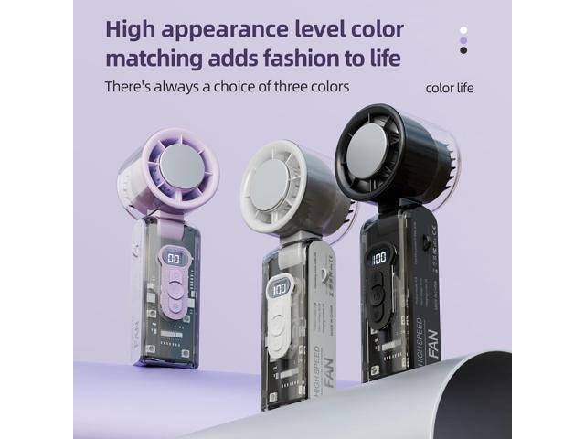 Handheld Turbo Fan Mini Ice Cooler USB Powered Digital Display Outdoor Camping Travel Desktop Folding Summer Cooling Fans (Purple)