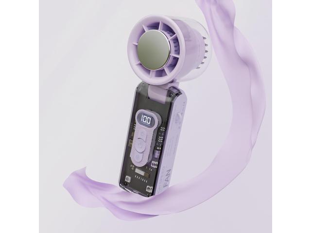 Handheld Turbo Fan Mini Ice Cooler USB Powered Digital Display Outdoor Camping Travel Desktop Folding Summer Cooling Fans (Purple)