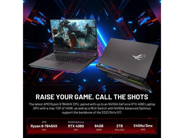ASUS ROG Strix G17 Gaming Laptop, 17.3' 240Hz QHD Display, 64GB DDR5, 2TB PCIe SSD, AMD Ryzen 9-7845HX, GeForce RTX 4060, Win 11 Pro, RGB Keyboard,...
