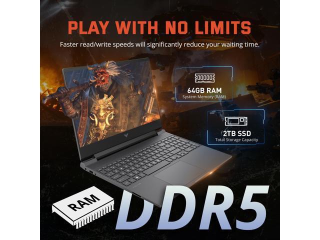 HP Victus 15.6' Gaming Laptop, 144Hz FHD IPS Display, AMD Ryzen 5 7535HS, 64GB DDR5, 2TB SSD, AMD Radeon RX 6550M, Backlit Keyboard, Wi-Fi 6, Win...
