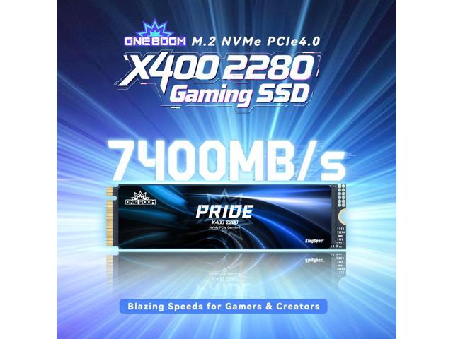 KingSpec ONEBOOM X400 2280 2TB M.2 NVMe 1.4 PCIe 4.0 Gen4 Gaming SSD, Speed Up to 7400MB/s, 3D TLC NAND, Internal Solid State Disk Compatible for PS5