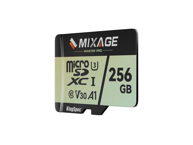 KingSpec MIXAGE 256GB microSDXC Memory Cards, UHS-I, V30, A1, 4K UHD Micro SD Card, Speed Up to 175MB/s, 3D NAND Flash