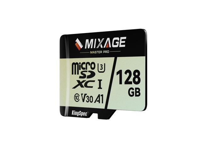 KingSpec MIXAGE 128GB microSDXC Memory Cards, UHS-I, V30, A1, 4K UHD Micro SD Card, Speed Up to 175MB/s, 3D NAND Flash MicroSD 128GB 1 Pack