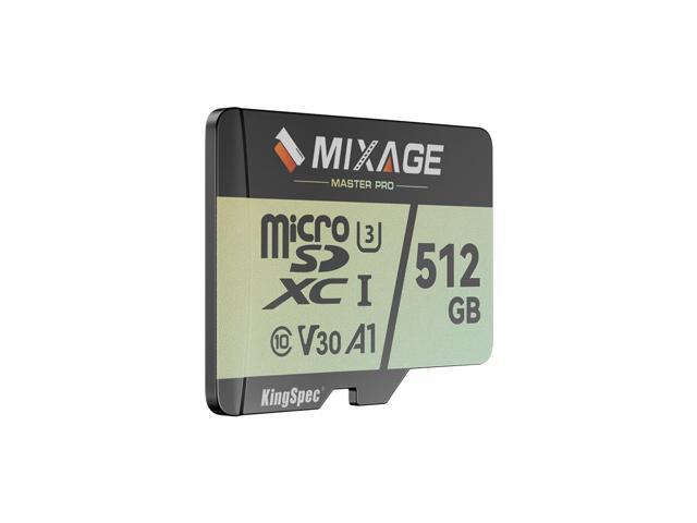 KingSpec MIXAGE 512GB microSDXC Memory Cards, UHS-I, V30, A1, 4K UHD Micro SD Card, Speed Up to 175MB/s, 3D NAND Flash MicroSD 512GB 1 Pack