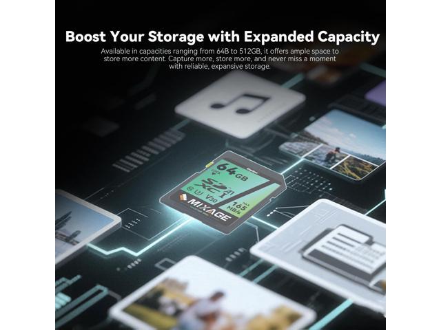 KingSpec MIXAGE 64GB 4K 8K Video Card UHS-I U3 V30 A1 Speed Up to 165MB/s SD Memory SDXC