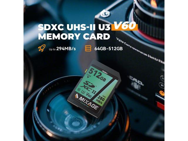 KingSpec MIXAGE 128GB SD Memory Card V60 UHS-II U3 A1 Speed Up to 280MB/s C10 SDXC for 4k/8k Video