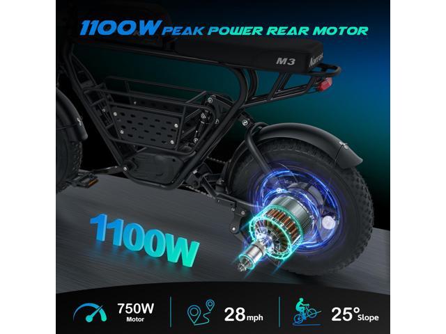 Electric Bike for Adults,1100W Peak Motor 16' x 4.0 Fat Tires 28MPH E-Bike, 48V Removable Battery Dirt Bike, Dual Suspension & Brakes Motorcycle,...
