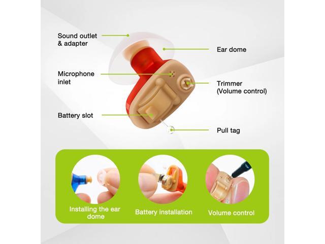 CHOSGO Clear102 Noise Cancelling Personal Sound Amplifiers, In-the-Canal Hearing Amplifier for Seniors Seen on TV, 1 Red/Right