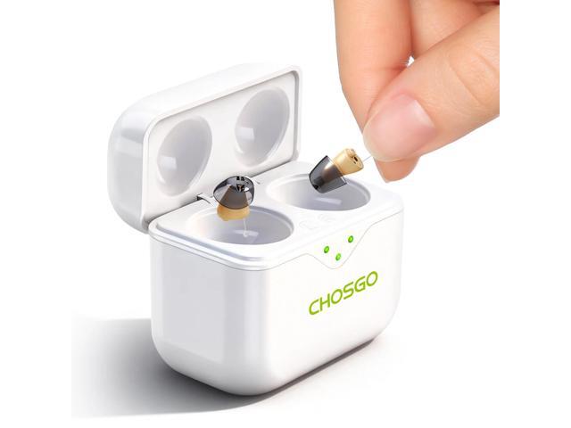 Advanced Smart Smallest Hearing Aids with AI Noise Cancelling,Completely-in-the-Canal Hearing Aid with Portable Charging Case, K159/Pair,CHOSGO