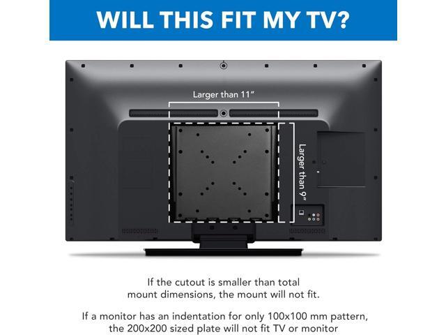 Low-Profile Fixed TV Wall Mount With Removable Plate Flush Wall Mounting Bracket Fits 23' - 42' Screens Up To VESA 200x200 mm, 66lbs Capacity, Black