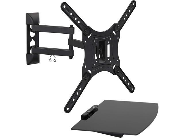 TV Mount with Shelf Full Motion TV Wall Mount with Floating Entertainment Shelf for Cable Box, DVR Single Stud Installation Fits Televisions...