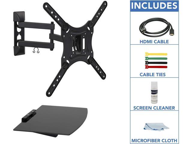 TV Mount with Shelf Full Motion TV Wall Mount with Floating Entertainment Shelf for Cable Box, DVR Single Stud Installation Fits Televisions...