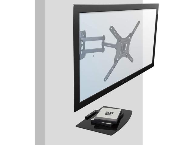 TV Mount with Shelf Full Motion TV Wall Mount with Floating Entertainment Shelf for Cable Box, DVR Single Stud Installation Fits Televisions...