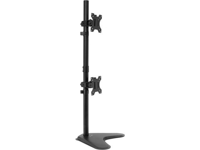 Vertical Dual Monitor Stand Stacked Monitor Free Standing Desk Mount Height Adjustable Tilt Swivel Rotate Ergonomic Riser VESA Compatible for Two...