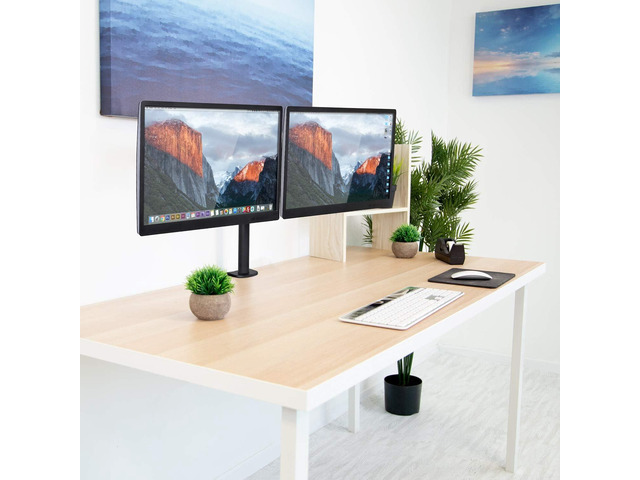 Dual Monitor Mount Double Monitor Desk Stand Two Heavy Duty Full Motion Adjustable Arms Fit 2 Computer Screens 17 19 20 21 22 24 27 Inch VESA...