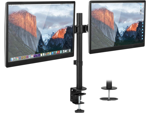 Dual Monitor Mount Double Monitor Desk Stand Two Heavy Duty Full Motion Adjustable Arms Fit 2 Computer Screens 17 19 20 21 22 24 27 Inch VESA...
