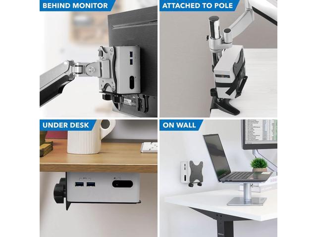 Adjustable Thin Client Mini PC Mount Under Desk, Wall, Pole, or VESA Monitor Stand Fits Mac Mini, Small CPUs, Thin Clients, Docking Stations ...