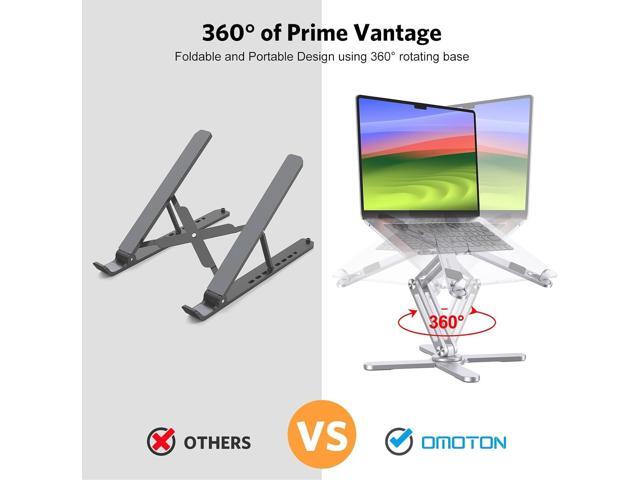 OMOTON 360° Rotating Laptop Stand Riser for Desk, Ergonomic Foldable Computer Stand Adjustable Height Angles for Collaborative Work, Easy Storage...