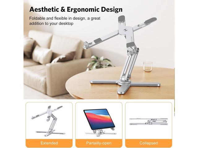 OMOTON 360° Rotating Laptop Stand Riser for Desk, Ergonomic Foldable Computer Stand Adjustable Height Angles for Collaborative Work, Easy Storage...