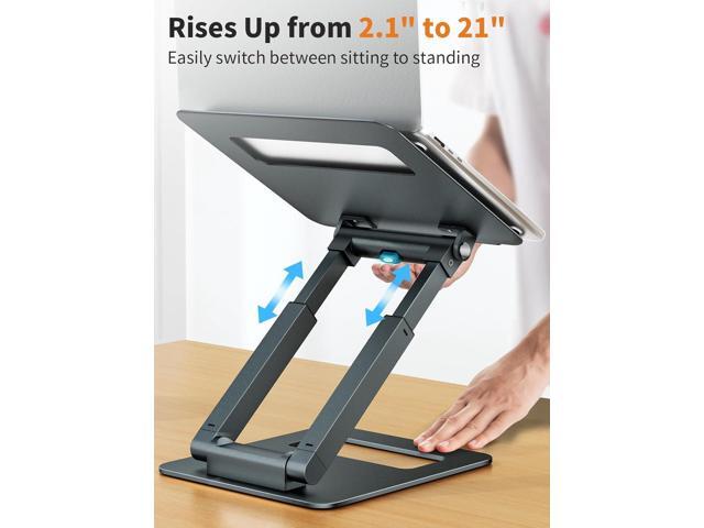 tounee Laptop Stand for Desk Adjustable Height, Telescopic Computer Stand with Pull Out Design Ergonomic Laptop Riser Fits All Laptops 10-17'-Gray