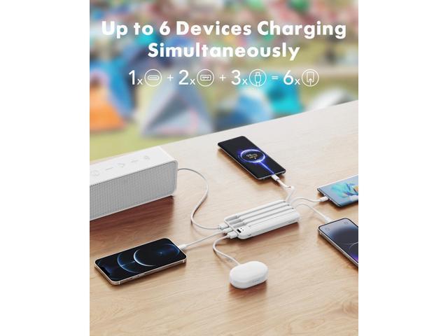 Charmast Portable Charger with Built in Cables, Power Bank with Cords Wires, Slim 10000mAh Travel Battery Pack 6 Outputs 3 Inputs 3A Fast Charging...